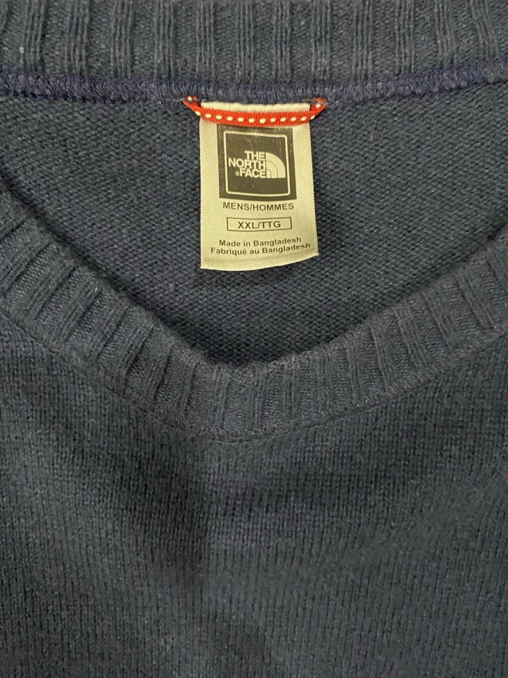 The North Face Mens XXL Knit Crewneck Sweater Wool Cotton Navy Ribbed Gorpcore